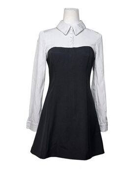 Rare London Black Dress with White, Mock Tuxedo Dress Size 4